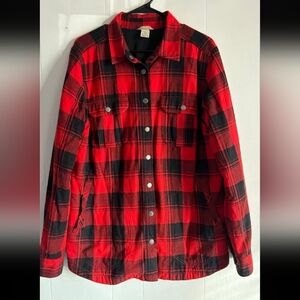 NWOT Duluth Trading Co  Red and Black Buffalo Plaid Flapjack Lined Jacket L